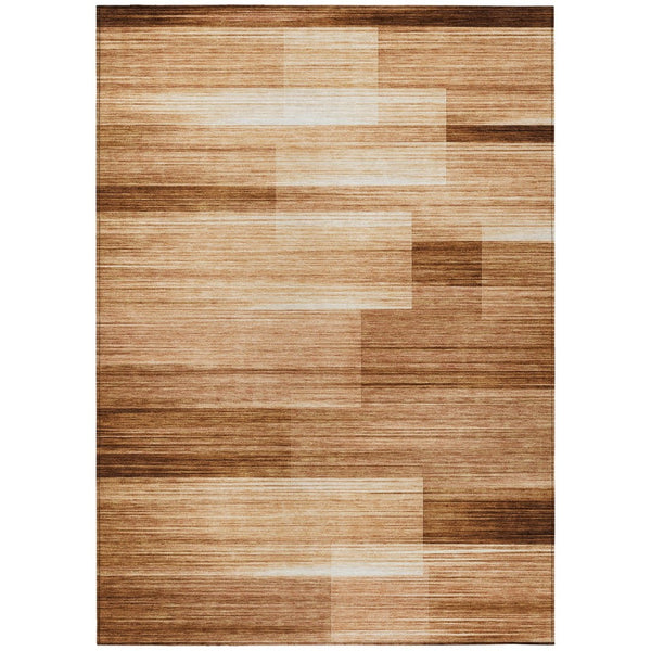 HomeRoots 5' Stylish Rust and Ivory Striped Washable Area Rug for Indoor and Outdoor Spaces, Easy Care! 10' X 14' 630998