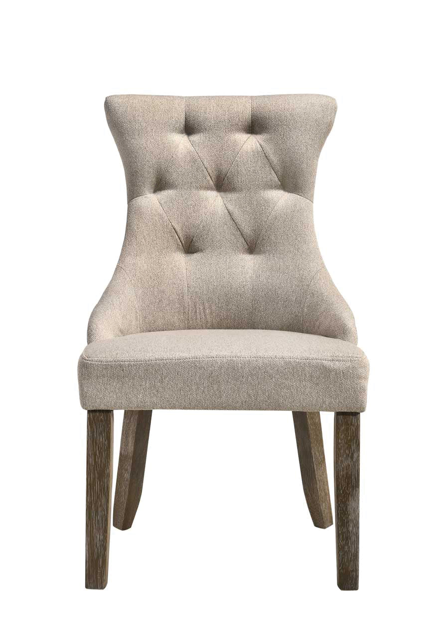 English Elm Gabrian Two-Tone Fabric High-Back Side Chair Set of 2 with Turned Wood Legs and Padded Seat Beige,Gray 27 L x 21 W x 26 H B2726P264657