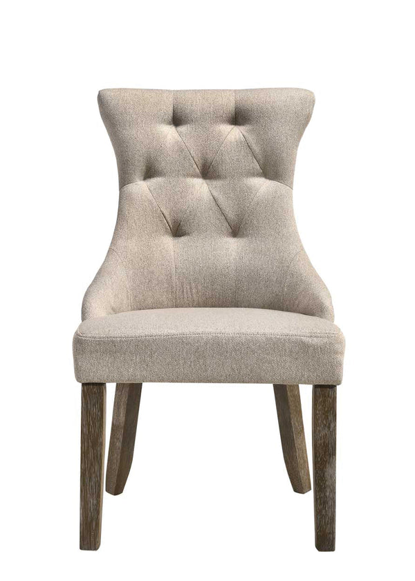 English Elm Gabrian Two-Tone Fabric High-Back Side Chair Set of 2 with Turned Wood Legs and Padded Seat Beige,Gray 27 L x 21 W x 26 H B2726P264657