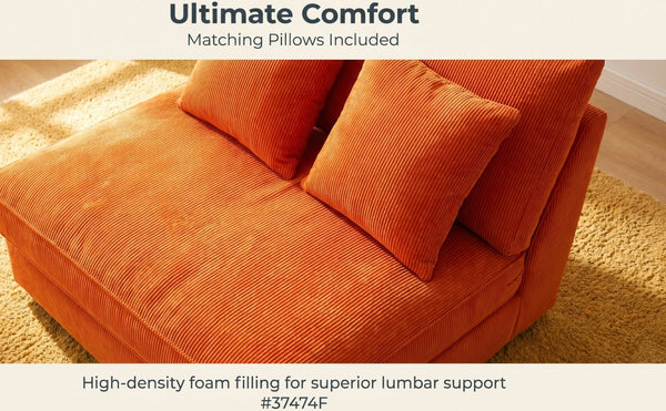 English Elm 66-inch Corduroy Sleeper Lounge Chair Frameless Cloud Sofa Bed for Living Room W5527P489247
