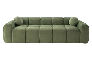English Elm 98.4" Corduroy Cloud Puff Sofa Vacuum Packed 4-seater Living Room Couch with Pillows Green W5515P477307
