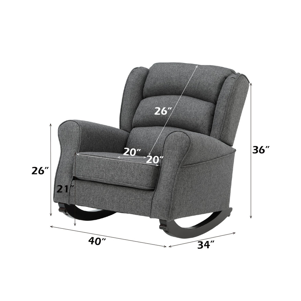 English Elm Fabien Gray Fabric Rocking Chair with Pocket Coil Seat, Solid Wood Frame, Cozy Foam Comfort B2726P291559