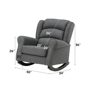 English Elm Fabien Gray Fabric Rocking Chair with Pocket Coil Seat, Solid Wood Frame, Cozy Foam Comfort B2726P291559