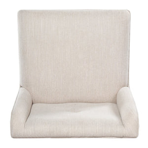 English Elm Light Luxury Rivet Trim Linen Upholstered Dining Chairs Rubberwood Tufted Set Beige+Natural N768P403745N