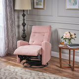 Christopher Knight Home® - Noble House - Woodglen Contemporary Glider Swivel Push Back Nursery Recliner - Light Blush and Black Finish