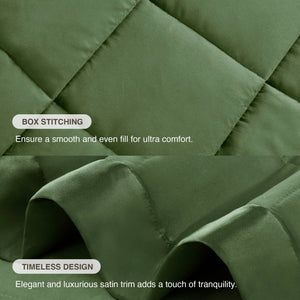 English Elm 1 Lightweight Down Alternative Twin Blanket with Satin Trim, Microfiber Cover, 13oz Filling, Quilted Green 14.96 L x 6.5 W x 6.5 H B035P319514