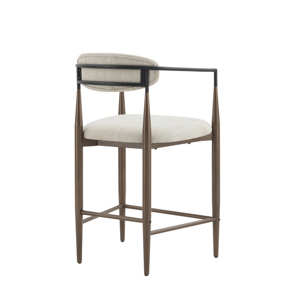 English Elm Christopher Knight Home® - Counter Stool Set Of 2 - Modern Beige Upholstered Design With Coffee-Gold Iron Frame For Style N771P249370H