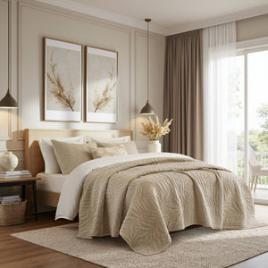 English Elm King Stone Washed Cotton Quilt Set Breathable Garment Dyed Bedroom Comfort Linen B035P496595