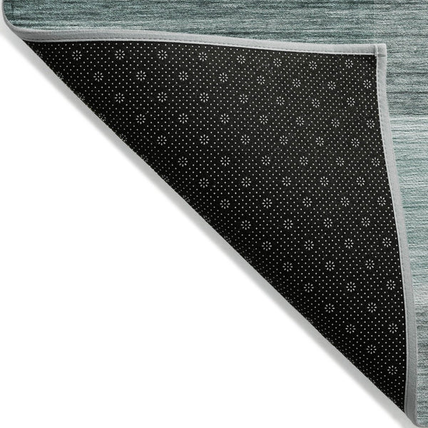 HomeRoots 5' Stylish Teal Blue and Ivory Striped Area Rug – Machine Washable for Indoor & Outdoor Use 8' Round 631001