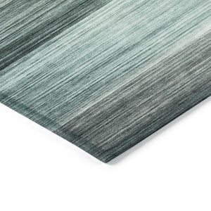 HomeRoots 5' Stylish Teal Blue and Ivory Striped Area Rug – Machine Washable for Indoor & Outdoor Use 8' Round 631001