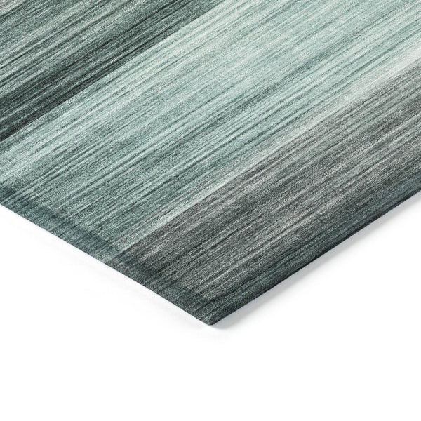 HomeRoots 5' Stylish Teal Blue and Ivory Striped Area Rug – Machine Washable for Indoor & Outdoor Use 8' Round 631001
