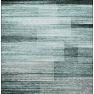 HomeRoots 5' Stylish Teal Blue and Ivory Striped Area Rug – Machine Washable for Indoor & Outdoor Use 10' X 14' 631004
