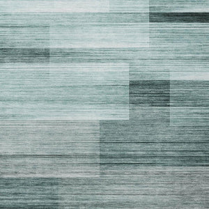 HomeRoots 5' Stylish Teal Blue and Ivory Striped Area Rug – Machine Washable for Indoor & Outdoor Use 10' X 14' 631004