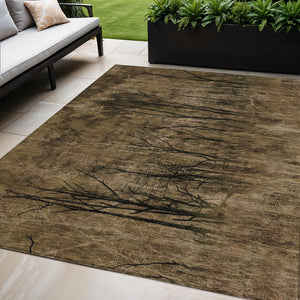 HomeRoots 5' Brown and Charcoal Floral Area Rug - Durable, Washable Design for Indoor and Outdoor Spaces 5' X 8' 631006