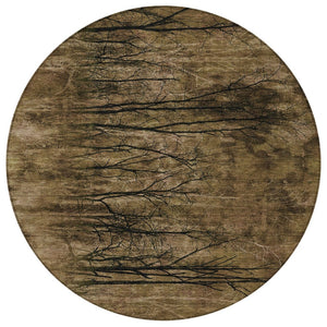 HomeRoots 5' Brown and Charcoal Floral Area Rug - Durable, Washable Design for Indoor and Outdoor Spaces 8' Round 631007