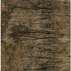 HomeRoots 5' Brown and Charcoal Floral Area Rug - Durable, Washable Design for Indoor and Outdoor Spaces 8' X 10' 631008