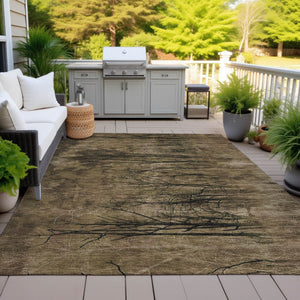 HomeRoots 5' Brown and Charcoal Floral Area Rug - Durable, Washable Design for Indoor and Outdoor Spaces 8' X 10' 631008