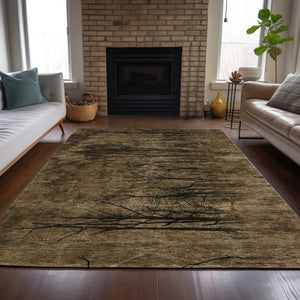 HomeRoots 5' Brown and Charcoal Floral Area Rug - Durable, Washable Design for Indoor and Outdoor Spaces 8' X 10' 631008