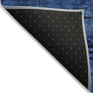 HomeRoots 5' Blue and Charcoal Floral Area Rug - Durable, Washable, and Versatile for Indoor or Outdoor Use 5' X 8' 631012