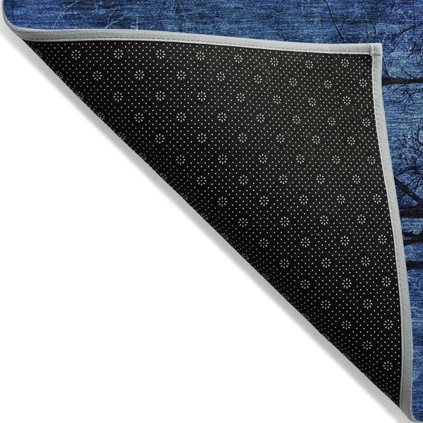 HomeRoots 5' Blue and Charcoal Floral Area Rug - Durable, Washable, and Versatile for Indoor or Outdoor Use 5' X 8' 631012