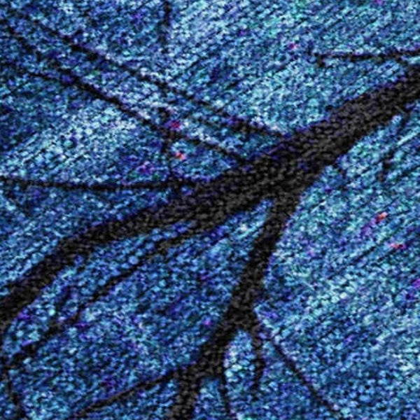 HomeRoots 5' Blue and Charcoal Floral Area Rug - Durable, Washable, and Versatile for Indoor or Outdoor Use 9' X 12' 631015