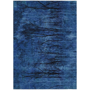 HomeRoots 5' Blue and Charcoal Floral Area Rug - Durable, Washable, and Versatile for Indoor or Outdoor Use 10' X 14' 631016