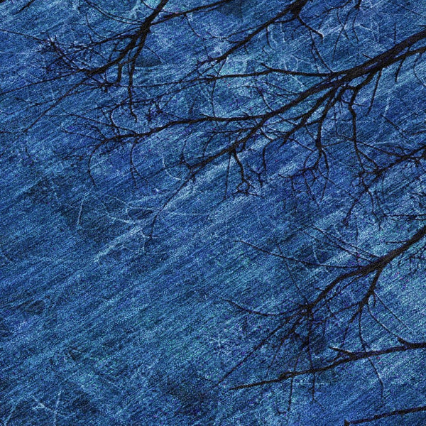 HomeRoots 5' Blue and Charcoal Floral Area Rug - Durable, Washable, and Versatile for Indoor or Outdoor Use 10' X 14' 631016