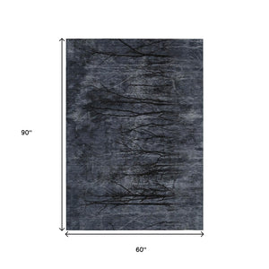 HomeRoots 5' Charcoal and Gray Floral Area Rug - Durable, Washable Design for Indoor and Outdoor Elegance 5' X 8' 631018