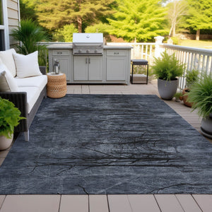 HomeRoots 5' Charcoal and Gray Floral Area Rug - Durable, Washable Design for Indoor and Outdoor Elegance 5' X 8' 631018