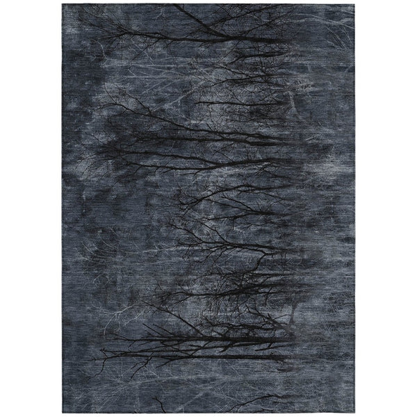 HomeRoots 5' Charcoal and Gray Floral Area Rug - Durable, Washable Design for Indoor and Outdoor Elegance 5' X 8' 631018