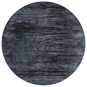 HomeRoots 5' Charcoal and Gray Floral Area Rug - Durable, Washable Design for Indoor and Outdoor Elegance 8' Round 631019