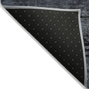 HomeRoots 5' Charcoal and Gray Floral Area Rug - Durable, Washable Design for Indoor and Outdoor Elegance 8' Round 631019