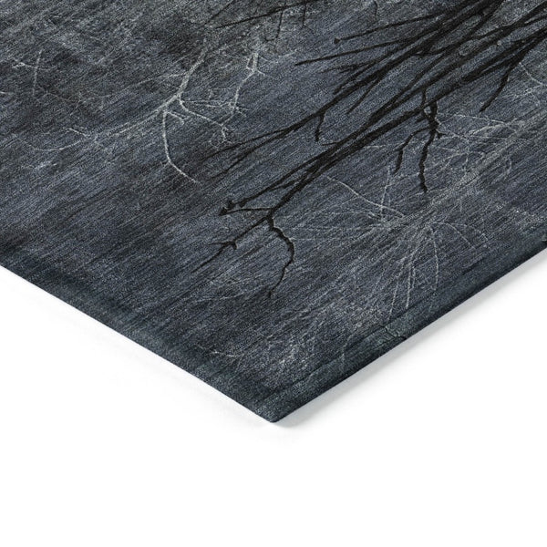 HomeRoots 5' Charcoal and Gray Floral Area Rug - Durable, Washable Design for Indoor and Outdoor Elegance 8' Round 631019