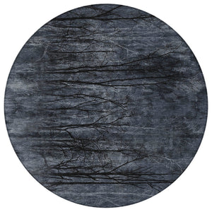 HomeRoots 5' Charcoal and Gray Floral Area Rug - Durable, Washable Design for Indoor and Outdoor Elegance 8' Round 631019