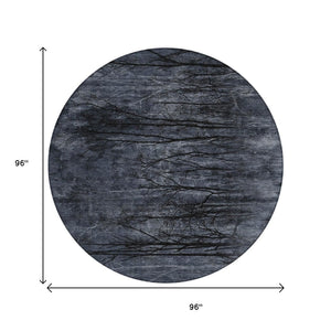 HomeRoots 5' Charcoal and Gray Floral Area Rug - Durable, Washable Design for Indoor and Outdoor Elegance 8' Round 631019