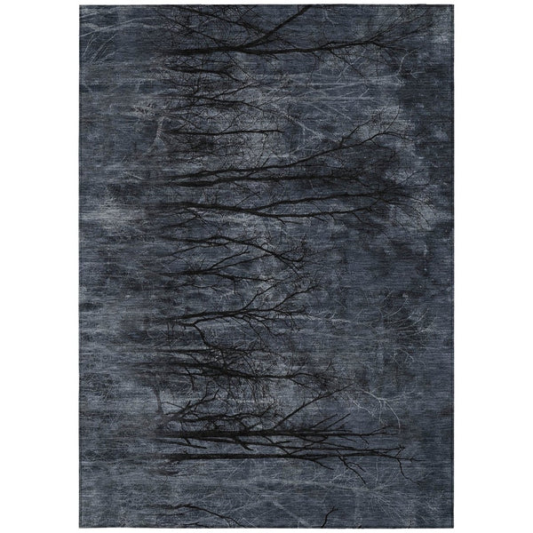 HomeRoots 5' Charcoal and Gray Floral Area Rug - Durable, Washable Design for Indoor and Outdoor Elegance 8' X 10' 631020