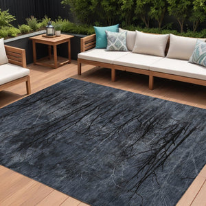 HomeRoots 5' Charcoal and Gray Floral Area Rug - Durable, Washable Design for Indoor and Outdoor Elegance 8' X 10' 631020