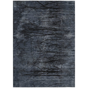 HomeRoots 5' Charcoal and Gray Floral Area Rug - Durable, Washable Design for Indoor and Outdoor Elegance 8' X 10' 631020
