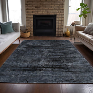 HomeRoots 5' Charcoal and Gray Floral Area Rug - Durable, Washable Design for Indoor and Outdoor Elegance 8' X 10' 631020