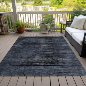 HomeRoots 5' Charcoal and Gray Floral Area Rug - Durable, Washable Design for Indoor and Outdoor Elegance 8' X 10' 631020