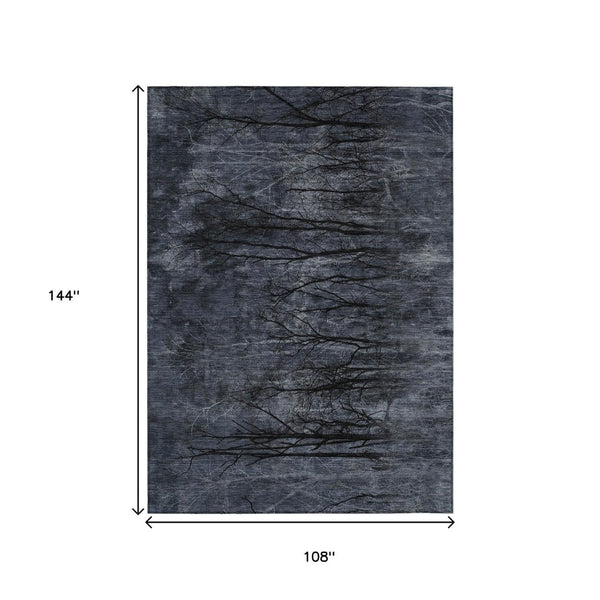 HomeRoots 5' Charcoal and Gray Floral Area Rug - Durable, Washable Design for Indoor and Outdoor Elegance 9' X 12' 631021