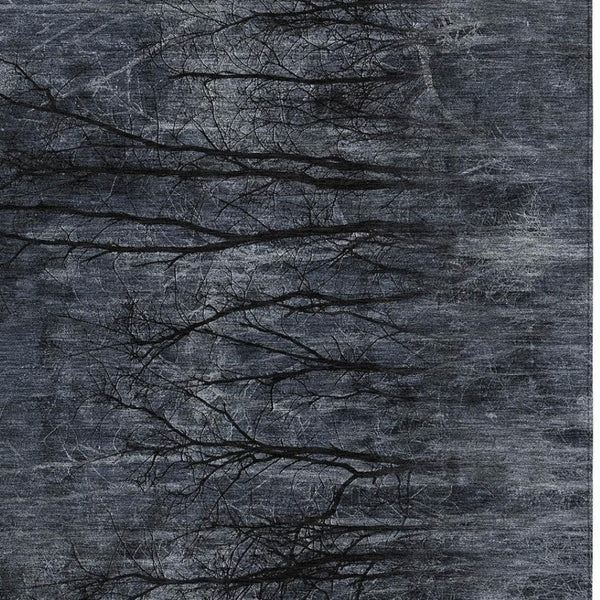 HomeRoots 5' Charcoal and Gray Floral Area Rug - Durable, Washable Design for Indoor and Outdoor Elegance 9' X 12' 631021
