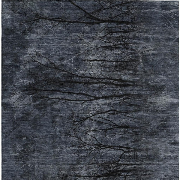 HomeRoots 5' Charcoal and Gray Floral Area Rug - Durable, Washable Design for Indoor and Outdoor Elegance 10' X 14' 631022