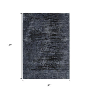 HomeRoots 5' Charcoal and Gray Floral Area Rug - Durable, Washable Design for Indoor and Outdoor Elegance 10' X 14' 631022