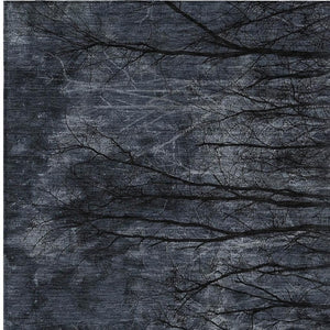 HomeRoots 5' Charcoal and Gray Floral Area Rug - Durable, Washable Design for Indoor and Outdoor Elegance 10' X 14' 631022