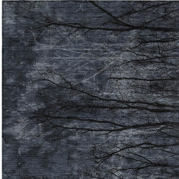 HomeRoots 5' Charcoal and Gray Floral Area Rug - Durable, Washable Design for Indoor and Outdoor Elegance 10' X 14' 631022