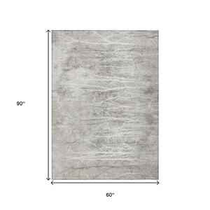 HomeRoots 5' Elegant Silver and Gray Floral Area Rug - Durable, Washable Indoor/Outdoor Design for Any Space 5' X 8' 631024