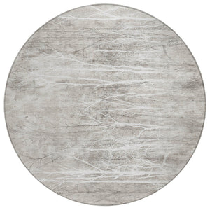 HomeRoots 5' Elegant Silver and Gray Floral Area Rug - Durable, Washable Indoor/Outdoor Design for Any Space 8' Round 631025