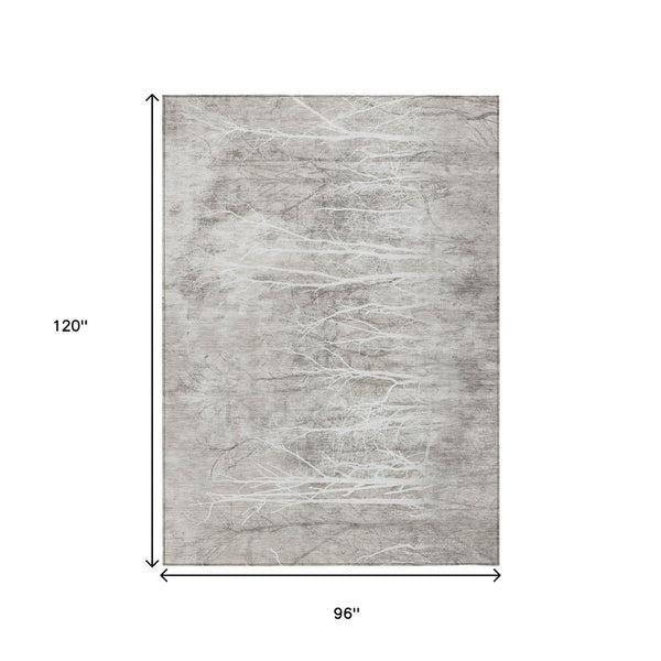 HomeRoots 5' Elegant Silver and Gray Floral Area Rug - Durable, Washable Indoor/Outdoor Design for Any Space 8' X 10' 631026