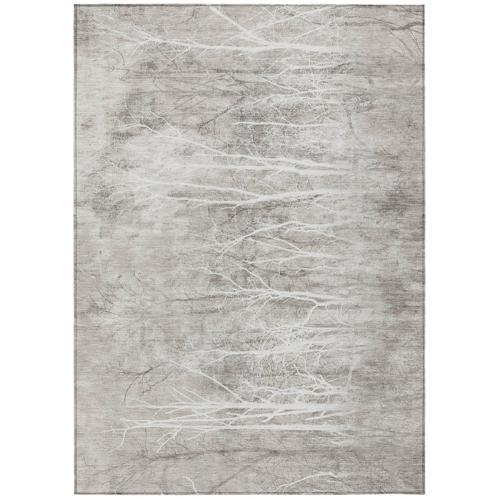HomeRoots 5' Elegant Silver and Gray Floral Area Rug - Durable, Washable Indoor/Outdoor Design for Any Space 8' X 10' 631026